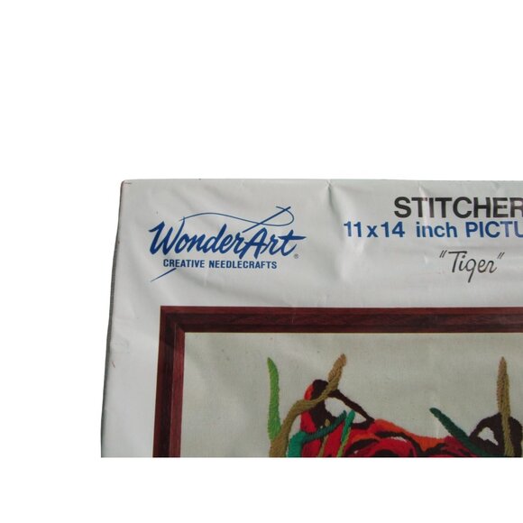 Vintage Wonder Art Wool Stitchery Tiger Picture Embroidery Kit Unworked - Picture 8 of 10